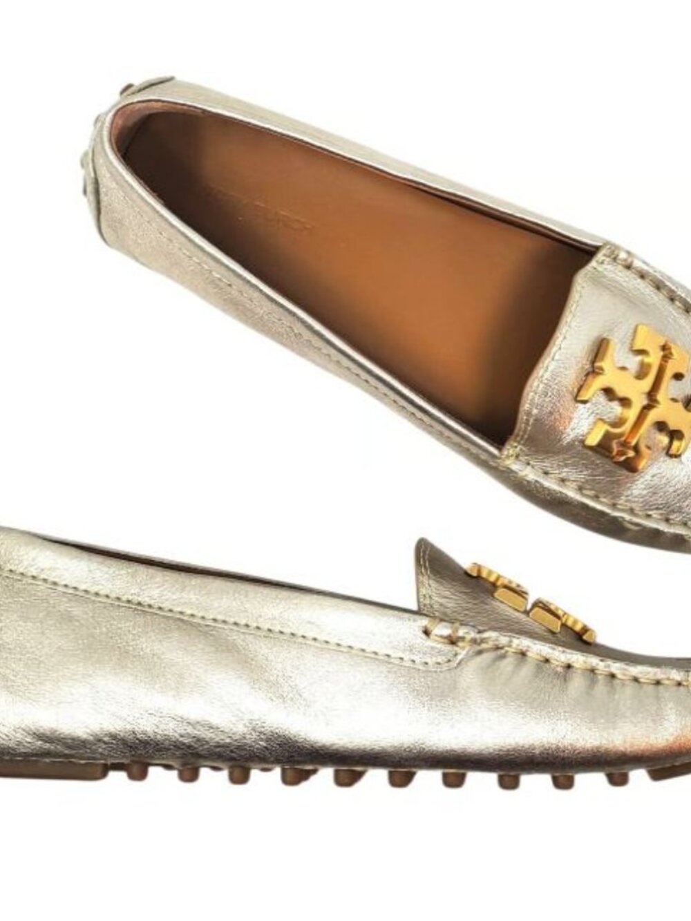 Brand New TORY BURCH sz 5.5 EVERLY LEATHER DRIVER LOAFER SHOES SPARK GOLD
